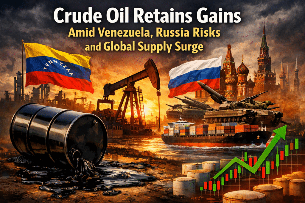 Crude Oil Retains Gains Amid Venezuela, Russia Risks and Global Supply Surge