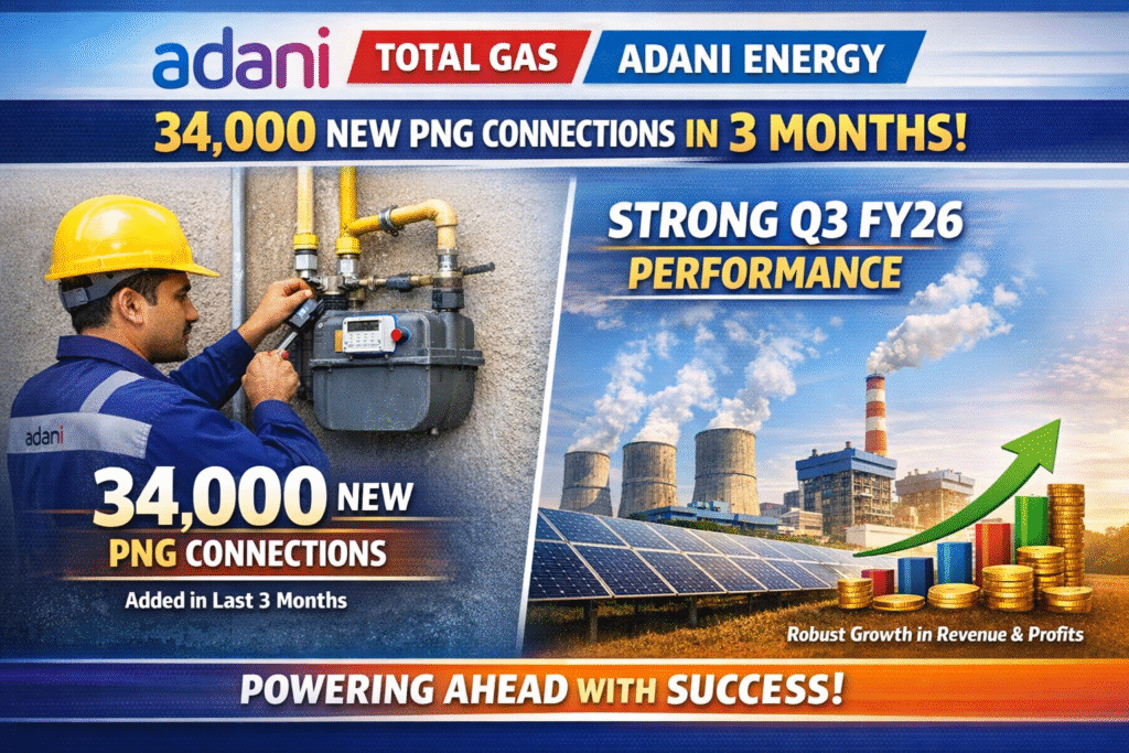 Adani Total Gas Adds 34,000 PNG Connections in Three Months; Adani Energy Posts Strong Q3 FY26 Performance
