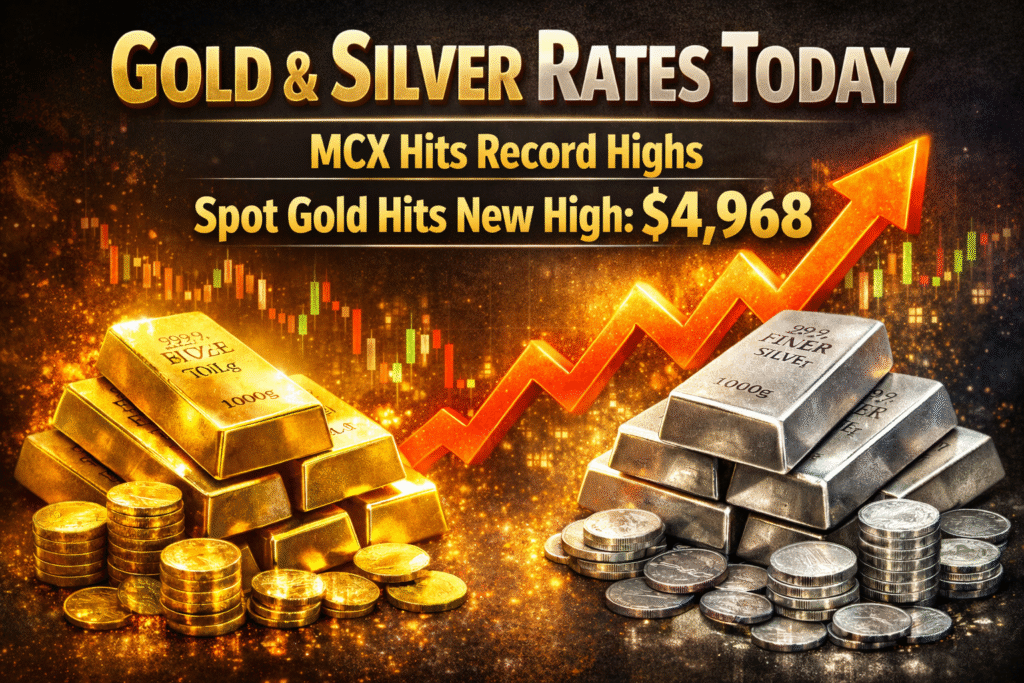 Gold & Silver Rates Today: MCX Retreats From Record Highs, Spot Gold high $4,968
